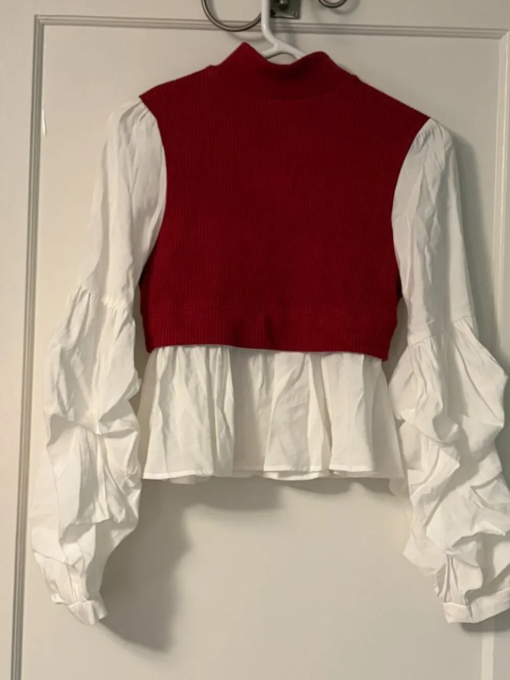 Anthropologie layered sweater vest puff sleeves size XS academia preppy classic